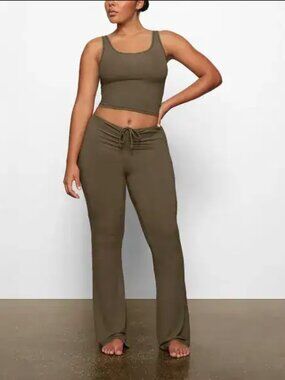 Skims Soft Lounge Ruched Pant, Army Green, size S NWT